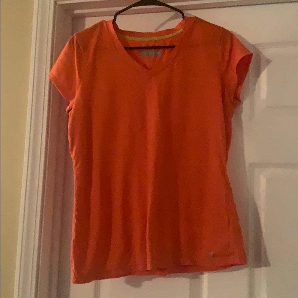 Orange v-neck Work Out Tee